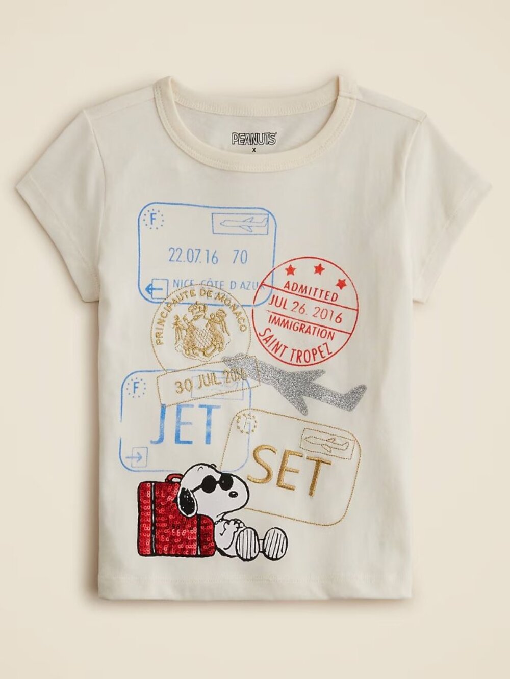 NWT J.Crew Peanuts X Crewcuts Passport Graphic T-Shirt